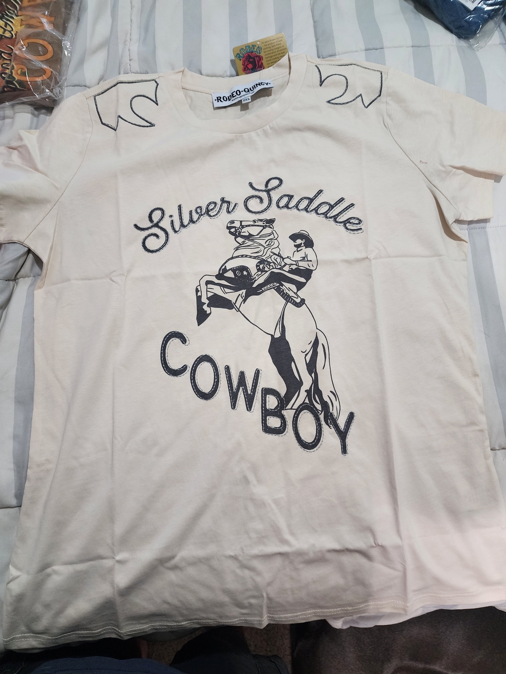 Women's "Silver Saddle Cowboy" Graphic Tee - Light Cream